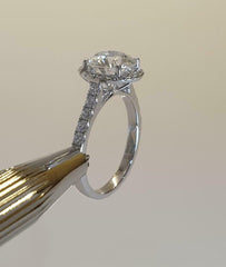 3 Carat Round Cut Diamond Wedding Ring for Women, Halo Engagement Ring, Christmas Gifts