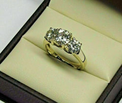 2 Carat Round CVD Lab Grown Diamond Engagement Ring for Women, Three Stone Ring, Anniversary Gifts, Christmas Gifts, Wedding Ring