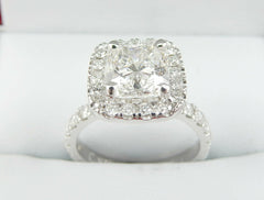 2 Carat Cushion Cut Diamond Engagement Ring For Women, Wedding Ring, Halo Ring Set