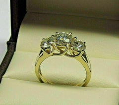 2 Carat Round CVD Lab Grown Diamond Engagement Ring for Women, Three Stone Ring, Anniversary Gifts, Christmas Gifts, Wedding Ring