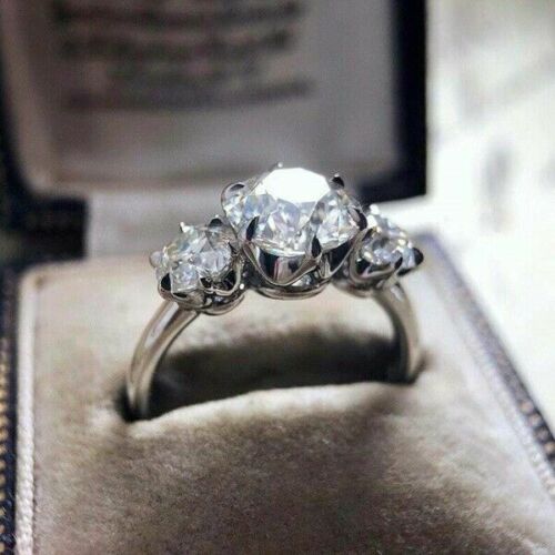 2 Carat Round Cut Diamond Engagement Ring for Women, Three Stone Ring, Wedding Ring