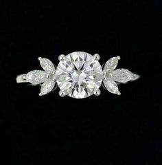 2 Carat Round Cut Diamond, Cluster Style Engagement Ring for Women, Wedding Ring, Anniversary Gifts
