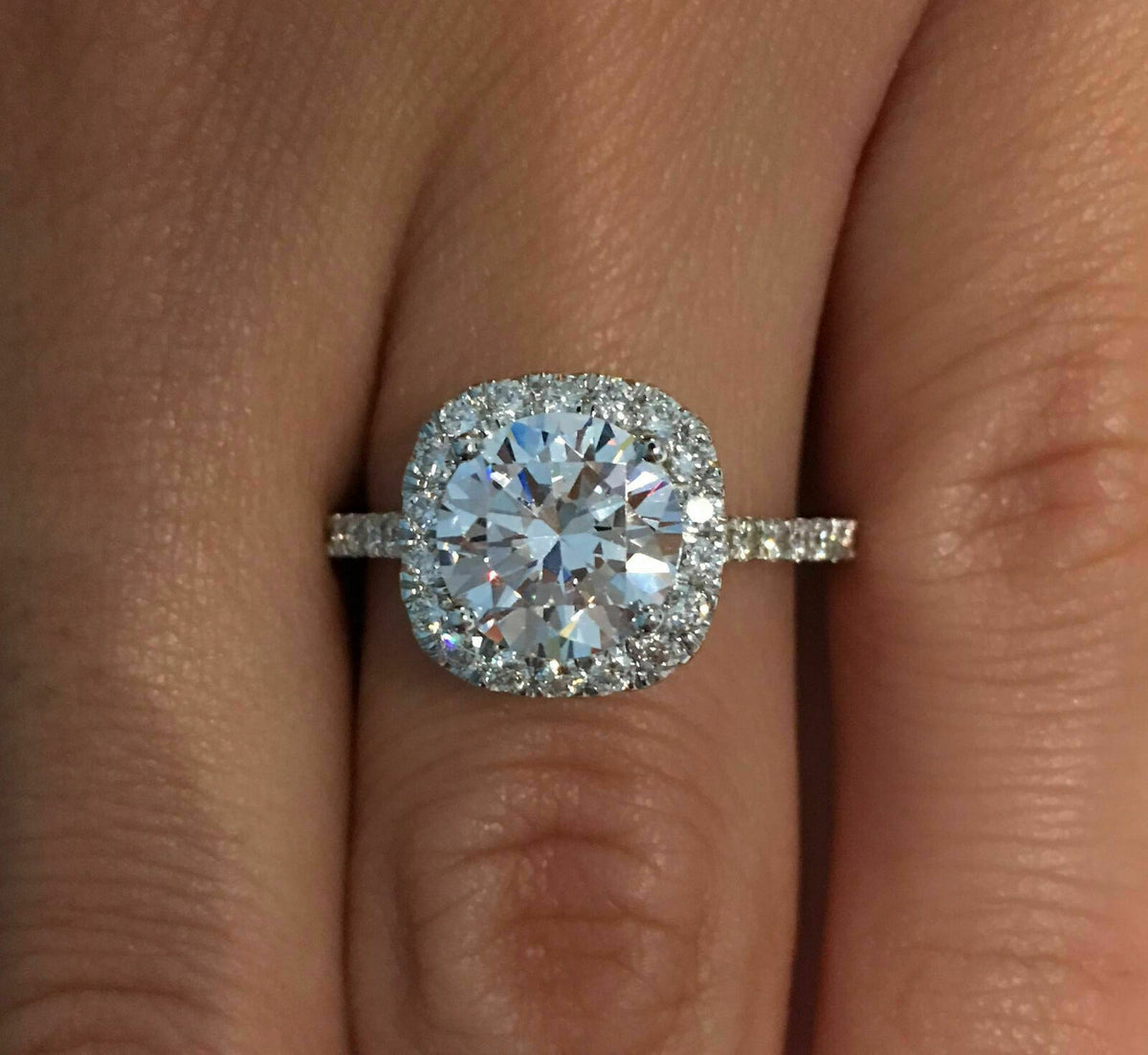 1.5 Carat Round CVD Lab Grown Diamond Engagement Ring for Women, Halo Engagement Ring, Anniversary Gifts, Wedding Ring, Christmas Gifts