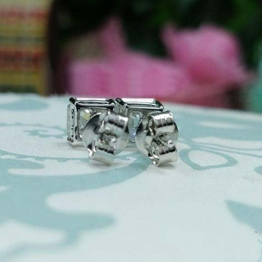 5 TCW Asscher Cut Diamond Stud Earrings For Women, Wedding Earrings, Christmas Gift