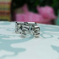 5 TCW Asscher Cut Diamond Stud Earrings For Women, Wedding Earrings, Christmas Gift