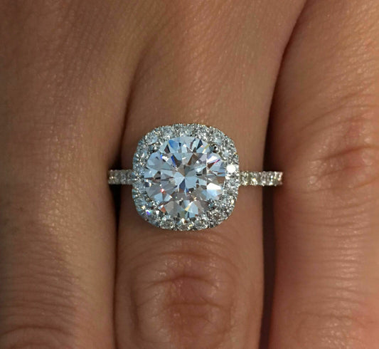 1.5 Carat Round CVD Lab Grown Diamond Engagement Ring for Women, Halo Engagement Ring, Anniversary Gifts, Wedding Ring, Christmas Gifts