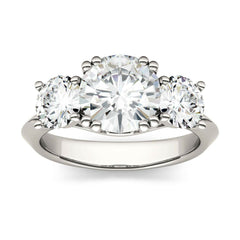 3 Carat Round Cut CVD Lab Grown Diamond Engagement Ring for Women, Three Stone Ring, Wedding Ring, Christmas Gifts