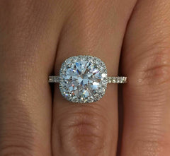 1.5 Carat Round CVD Lab Grown Diamond Engagement Ring for Women, Halo Engagement Ring, Anniversary Gifts, Wedding Ring, Christmas Gifts