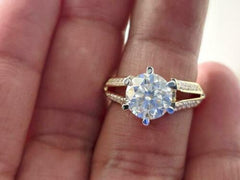 2.5 Carat Round Cut Diamond Engagement Ring for Women, Split Shank Ring, Wedding Ring, Anniversary Gifts