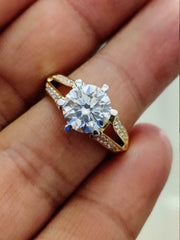 2.5 Carat Round Cut Diamond Engagement Ring for Women, Split Shank Ring, Wedding Ring, Anniversary Gifts