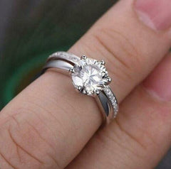2 Carat Round Cut Diamond Engagement Ring for Women, Bridal Set Wedding Ring, Anniversary Gifts