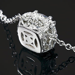 3 CT Cushion Cut Diamond Charm Pendant For Women, Halo Pendant, Wedding Pendant, Christmas Gifts