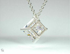 3 Carat Princess Cut Diamond Charm Pendant For Women, Wedding Pendant, Christmas Gifts, Anniversary Gifts