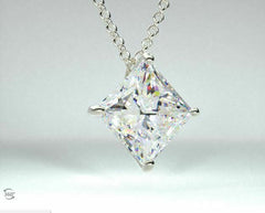 3 Carat Princess Cut Diamond Charm Pendant For Women, Wedding Pendant, Christmas Gifts, Anniversary Gifts