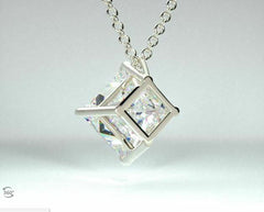 3 Carat Princess Cut Diamond Charm Pendant For Women, Wedding Pendant, Christmas Gifts, Anniversary Gifts