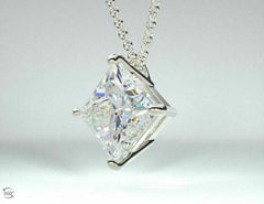 3 Carat Princess Cut Diamond Charm Pendant For Women, Wedding Pendant, Christmas Gifts, Anniversary Gifts