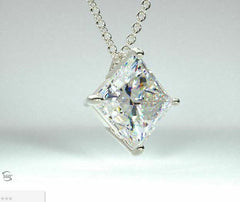 3 Carat Princess Cut Diamond Charm Pendant For Women, Wedding Pendant, Christmas Gifts, Anniversary Gifts