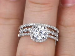 2 Carat Round Cut Diamond Engagement Ring for Women, Bridal Set Wedding Ring