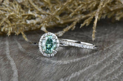 2.5 Carat Green Oval Cut Diamond Engagement Ring For Women, Wedding Ring