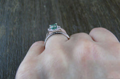 2.5 Carat Green Oval Cut Diamond Engagement Ring For Women, Wedding Ring