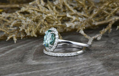 2.5 Carat Green Oval Cut Diamond Engagement Ring For Women, Wedding Ring