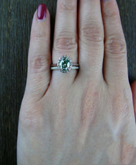 2.5 Carat Green Oval Cut Diamond Engagement Ring For Women, Wedding Ring