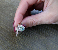 2.5 Carat Green Oval Cut Diamond Engagement Ring For Women, Wedding Ring