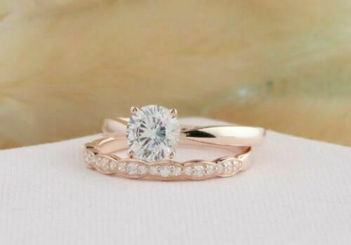 1.5 Carat Round Cut Diamond Engagement Ring for Women, Bridal Set Wedding Ring, Handmade Ring, Christmas Gifts