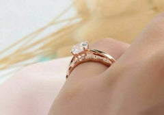 1.5 Carat Round Cut Diamond Engagement Ring for Women, Bridal Set Wedding Ring, Handmade Ring, Christmas Gifts
