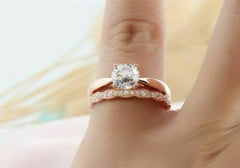 1.5 Carat Round Cut Diamond Engagement Ring for Women, Bridal Set Wedding Ring, Handmade Ring, Christmas Gifts