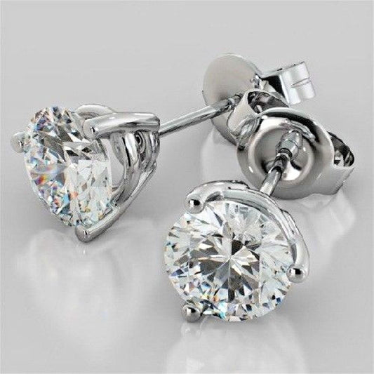 4 TCW Round Cut Diamond Stud Earrings For Women, Engagement Earrings, Christmas Gifts
