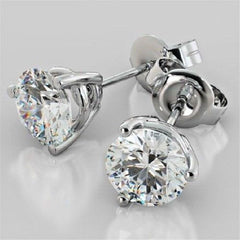 4 TCW Round Cut Diamond Stud Earrings For Women, Engagement Earrings, Christmas Gifts