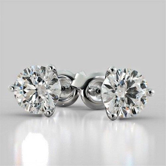 4 TCW Round Cut Diamond Stud Earrings For Women, Engagement Earrings, Christmas Gifts