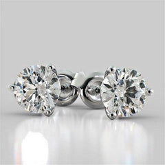 4 TCW Round Cut Diamond Stud Earrings For Women, Engagement Earrings, Christmas Gifts