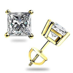 6 TCW Princess Cut Diamond Stud Earrings For Women, Wedding Earrings, Engagement Earrings, Christmas Gifts