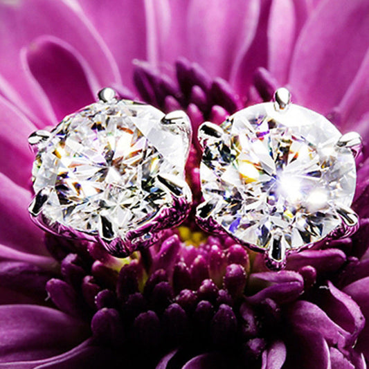 8 TCW Round Cut Diamond Stud Earrings For Women, Engagement Earrings, Push Back Earrings, Christmas Gifts