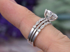 2 Carat Round Cut Diamond Engagement Ring for Women, Bridal Set Wedding Ring, Anniversary Gifts