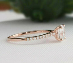 1.5 Carat Round Cut Diamond Engagement Ring for Women, Solitaire Accents Anniversary Gift For Her, Wedding Ring