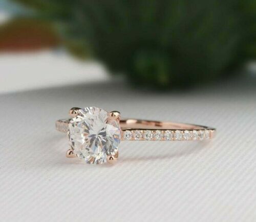 1.5 Carat Round Cut Diamond Engagement Ring for Women, Solitaire Accents Anniversary Gift For Her, Wedding Ring