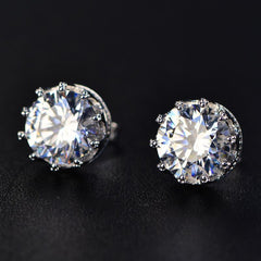 4 TCW Round Cut Diamond Stud Earrings For Women, Wedding Earrings, Christmas Gifts, Engagement Earrings