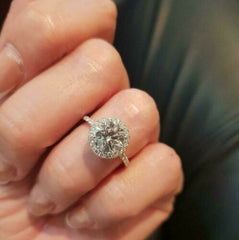 2 Carat Round Cut Diamond Wedding Ring, Halo Engagement Ring For Women, Christmas Gifts