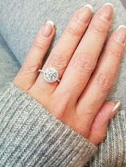 2 Carat Round Cut Diamond Wedding Ring, Halo Engagement Ring For Women, Christmas Gifts