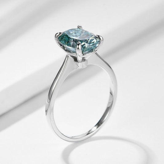 2.5 Carat Blue Oval Cut Diamond Engagement Ring for Women, Wedding Ring