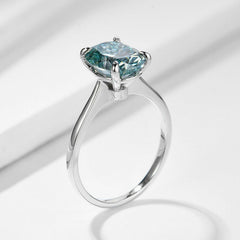 2.5 Carat Blue Oval Cut Diamond Engagement Ring for Women, Wedding Ring