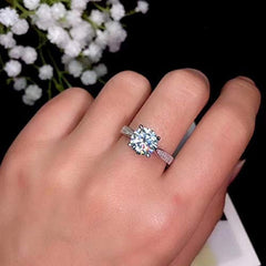 2.5 Carat Blue Round Cut Diamond Engagement Ring for Women, Wedding Ring, Christmas Gifts
