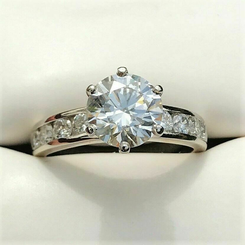2.50 Carat Round CVD Lab Grown Diamond Engagement Ring, Channel Setting Wedding Ring, Promise Ring for Her, Christmas Gifts, Anniversary Gifts, Handmade Ring