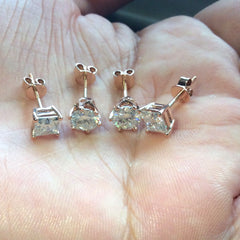 4 TCW Round Cut Diamond Stud Earrings For Women, Wedding Earrings, Christmas Gifts, Engagement Earrings