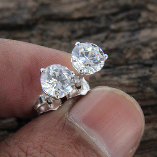 4 TCW Round Cut Diamond Stud Earrings For Women, Wedding Earrings, Christmas Gifts