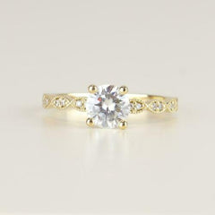 1.5 Carat Round Cut Diamond Engagement Ring for Women, Solitaire Accents Wedding Ring, Christmas Gifts