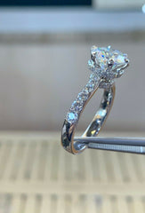 2.5 Carat Round Cut Diamond Engagement Ring for Women, Hidden Halo Ring, Wedding Ring, Christmas Gifts